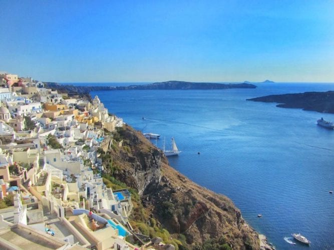 view of santorini, what to do in greece, visit greece with family