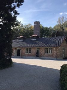 crematorium building at Dachau to illustrate can children visit Dachau