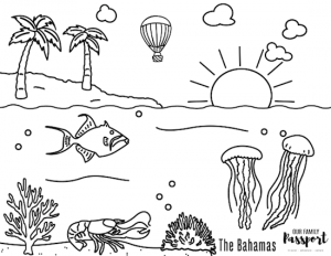 free beach and ocean coloring page
