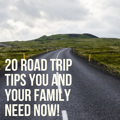 open road with text 20 road trip tips you need to know