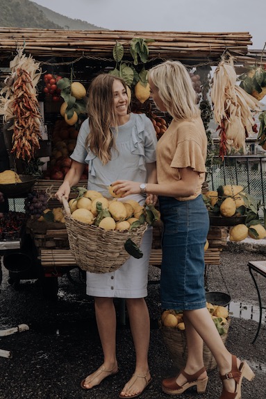 picking lemons in the rain in positano