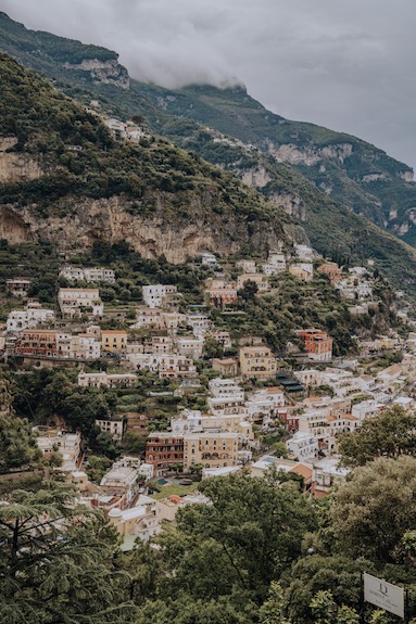 views of Positano in the rain