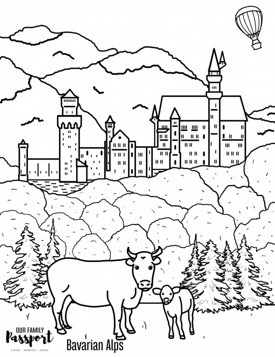 Bavarian Alps Germany Coloring Page – Our Family Passport