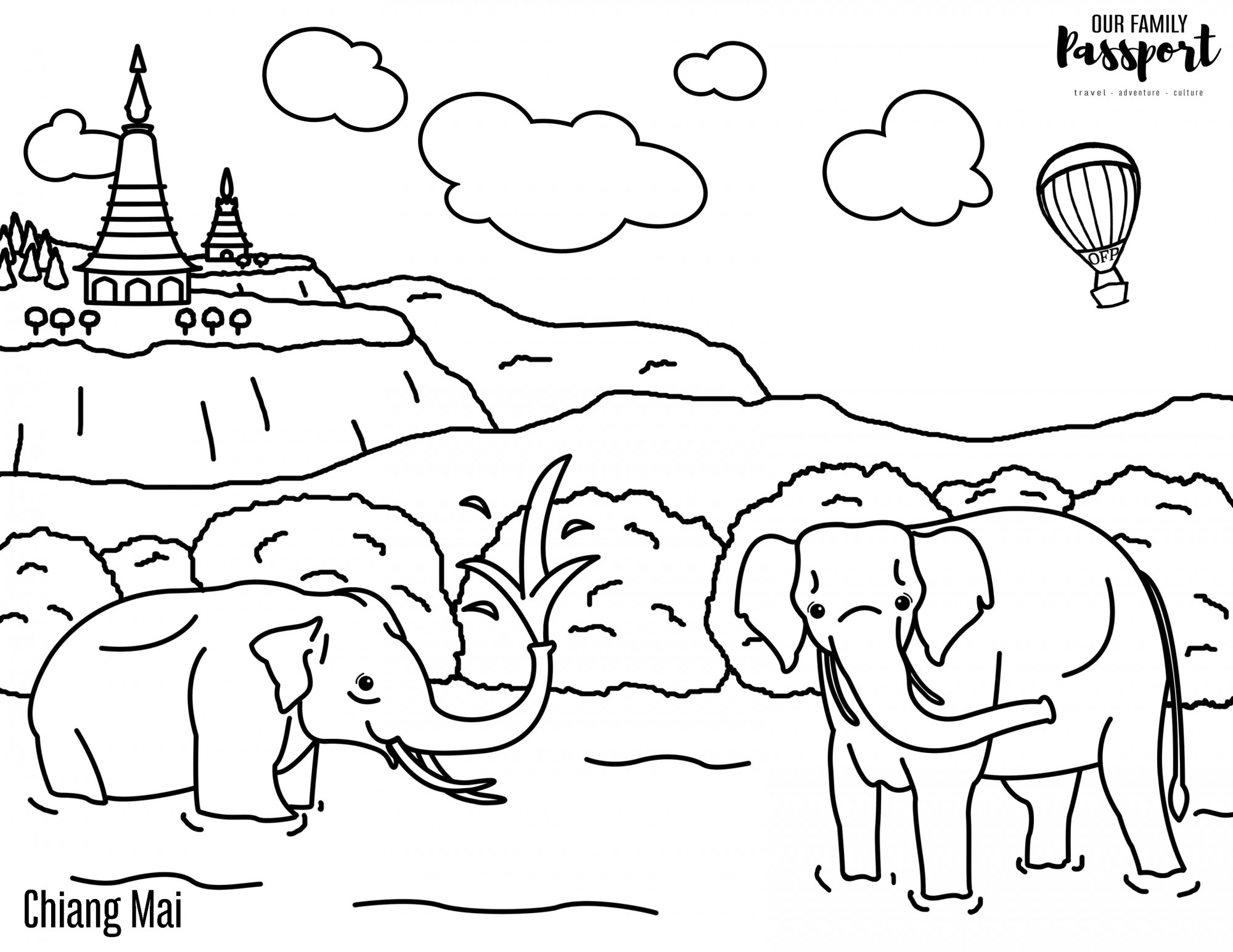 Chiang Mai Thailand Coloring Page – Our Family Passport
