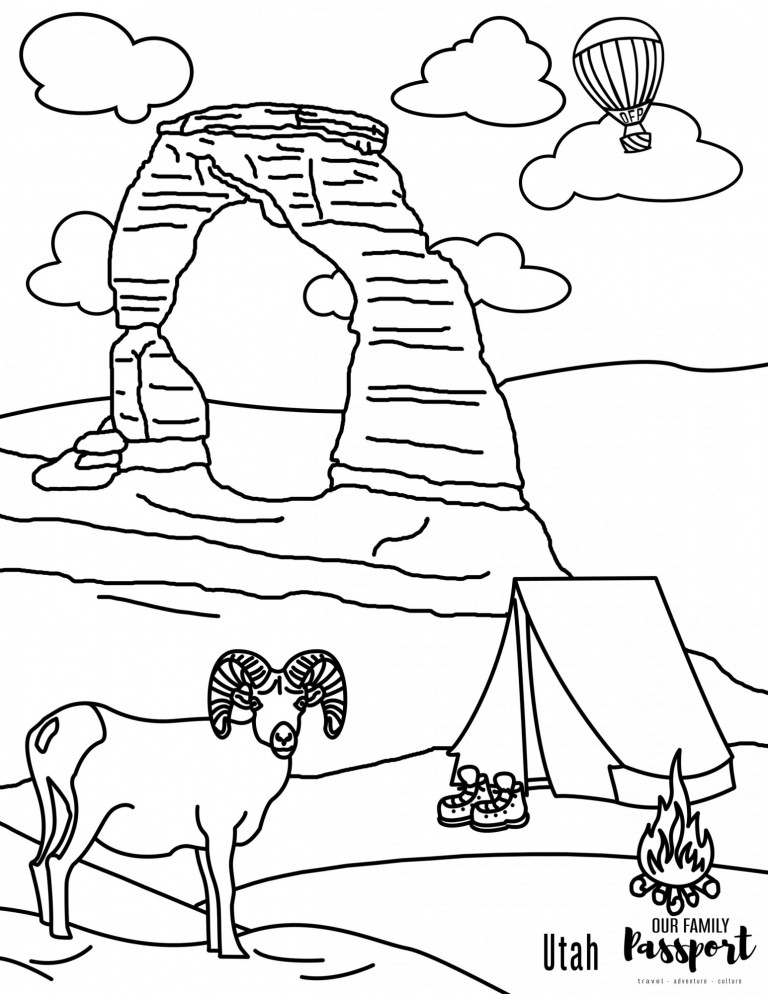 Utah USA Coloring Page – Delicate Arch – Our Family Passport