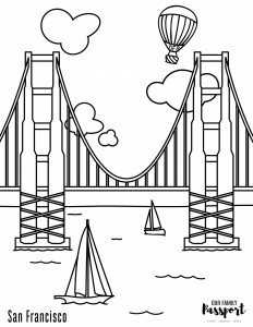 golden gate bridge coloring page for kids