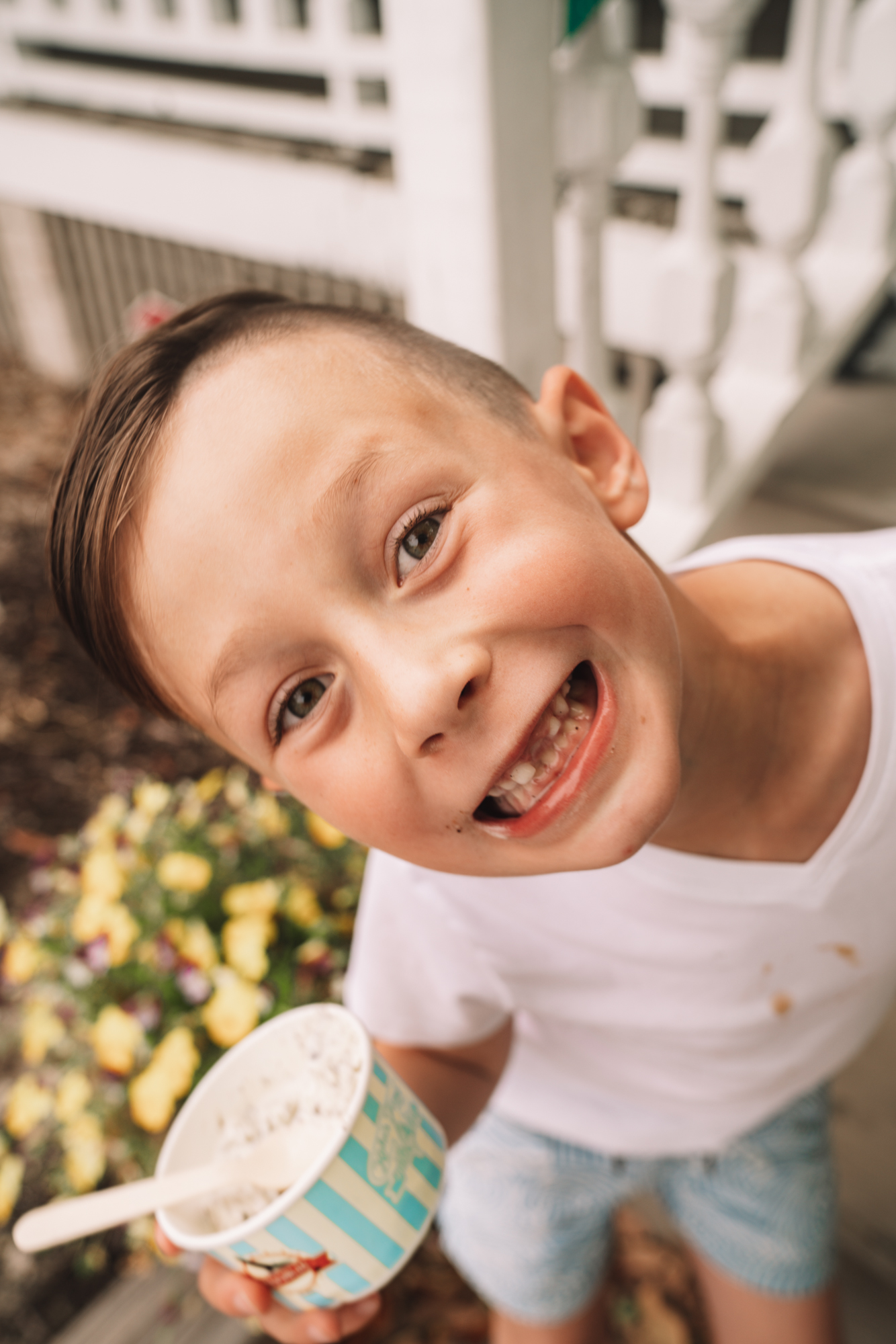 Things to do in Charleston sc with kids - a young boy smiles as he eats his ice cream