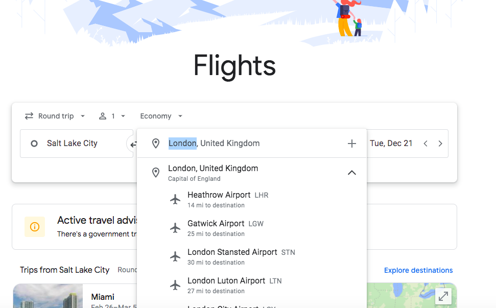 google flights hacks search using destination
