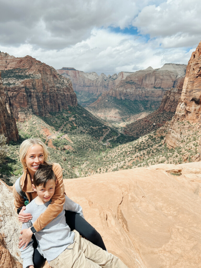 zion national park with kids at the canyon overlook trail