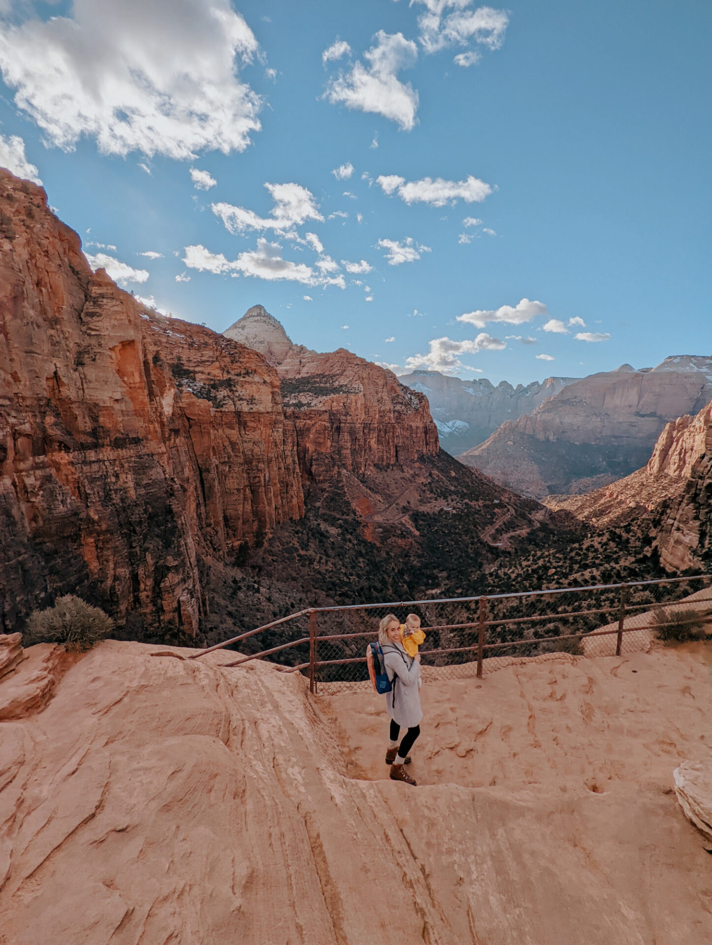 Family with baby on a trip to Zion