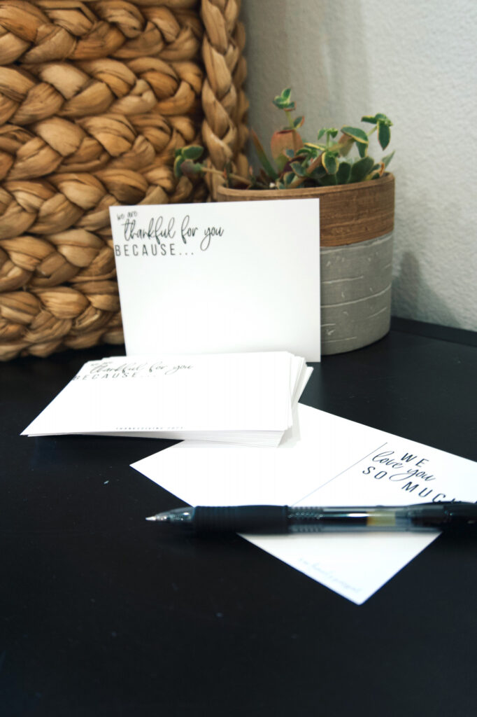 thanksgving thankful list cards