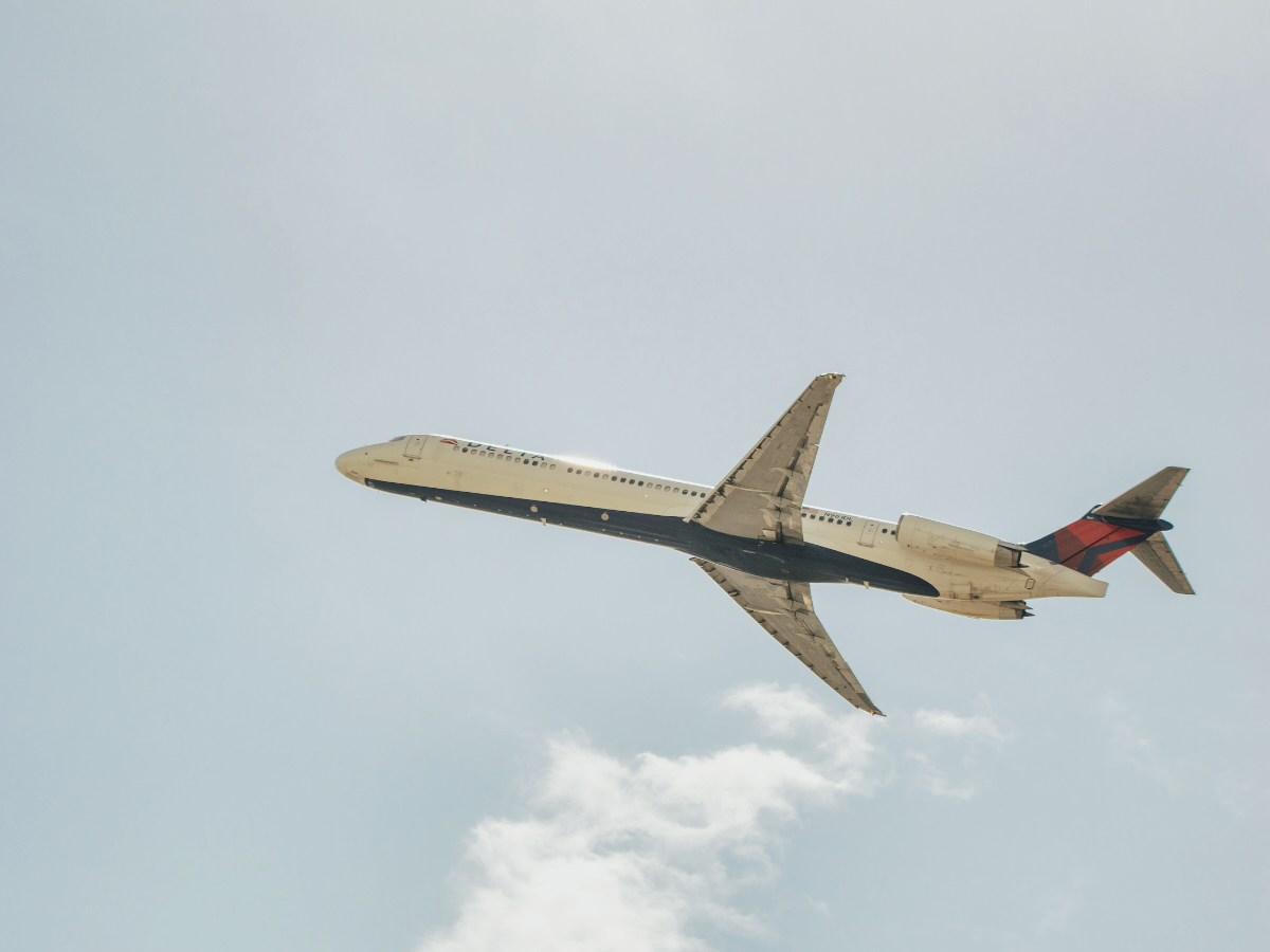 Airplane flying to travel destinations