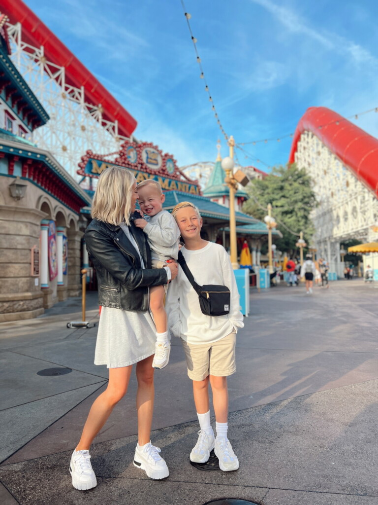 Family at Disney California Adventure Pixar Pier on points vacation