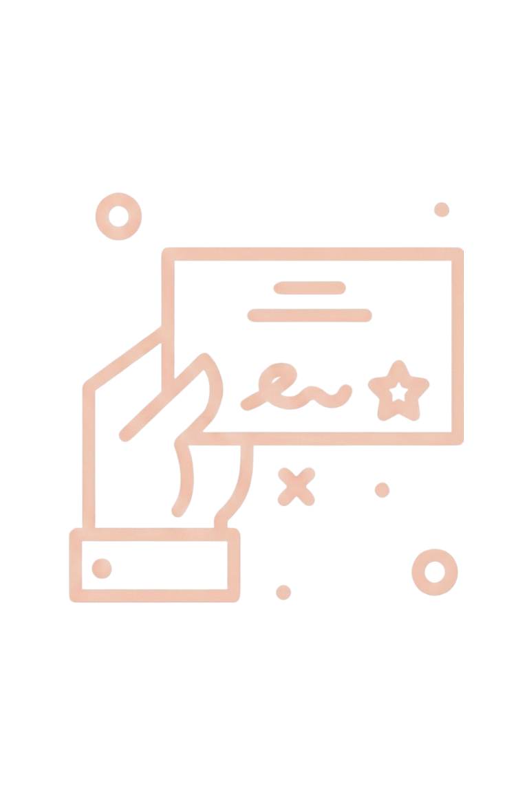 Illustrated travel icons representing organized family vacation planning and documentation.