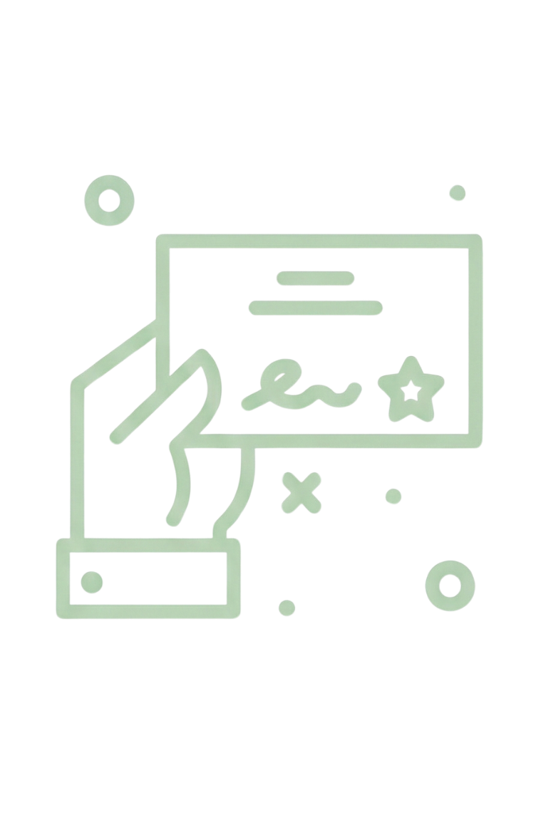 Illustrated travel icons representing organized family vacation planning and documentation.