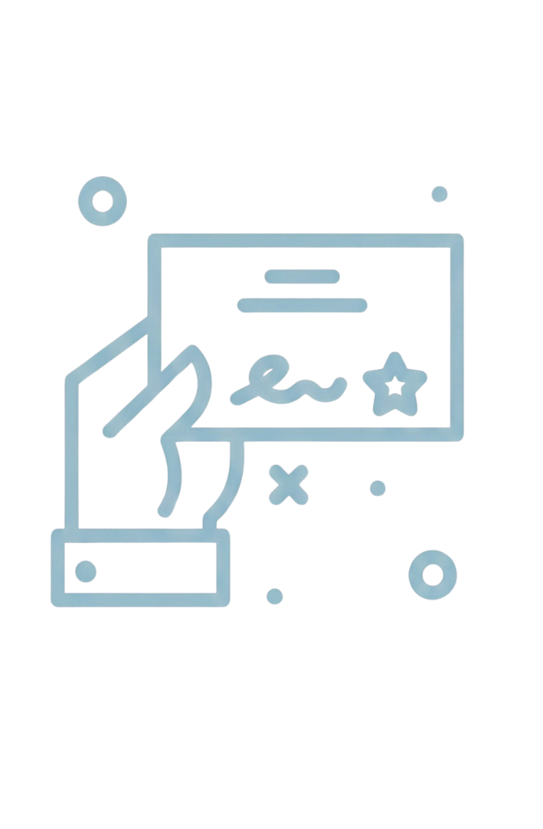 Illustrated travel icons representing organized family vacation planning and documentation.