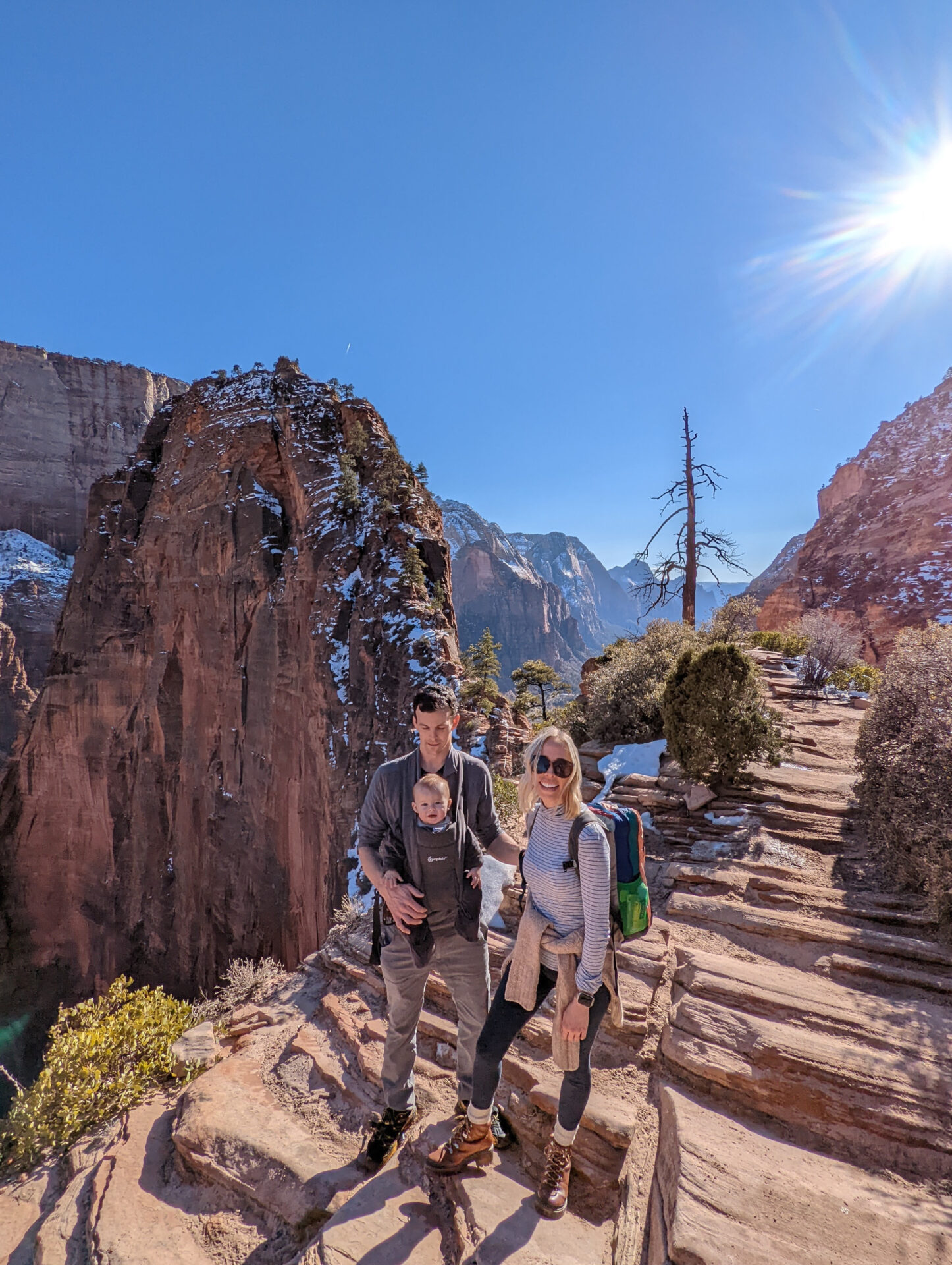 Family on Scouts Lookout with Angels Landing behind