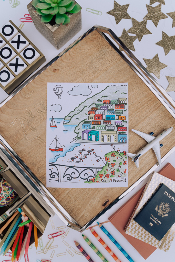 Colored Amalfi Coast Italy coloring page