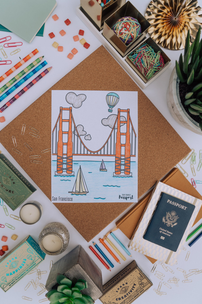Coloring page of San Francisco Golden Gate Bridge